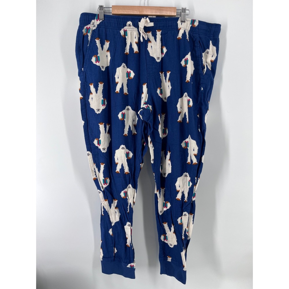 Old Navy Mens XL Blue Yeti Holiday Pajama Joggers Cotton Christmas Lounge Pants